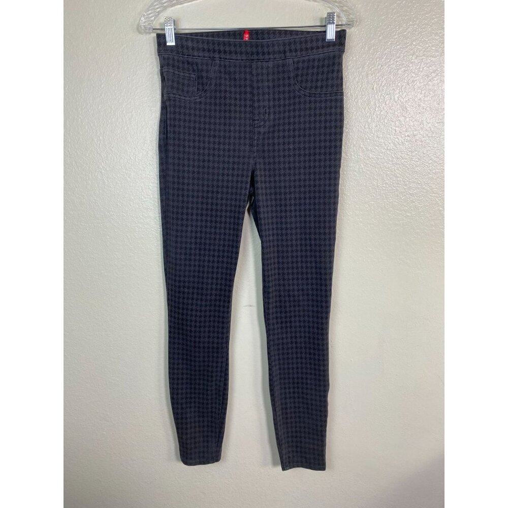 Spanx Womens Houndstooth Print Jegging Pants Size Medium Pull on Gray Stretchy